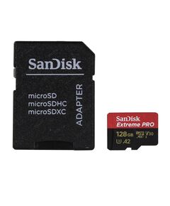 Карта памяти 128Gb SanDisk Extreme Pro microSDXC Class 10 UHS-I U3 V30 A2, Производитель: SanDisk, Версия: Extreme Pro, Объём памяти: 128 Гб, Комплектация: карта + SD адаптер