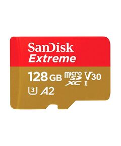 Карта памяти 128Gb SanDisk Extreme microSDXC Class 10 UHS-I U3 V30, Производитель: SanDisk, Версия: Extreme, Объём памяти: 128 Гб, Комплектация: только карта