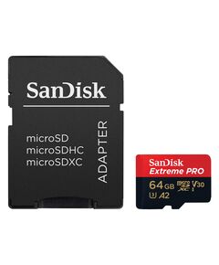 Карта памяти 64Gb SanDisk Extreme Pro microSDXC Class 10 UHS-I U3 V30 A2, Производитель: SanDisk, Версия: Extreme Pro, Объём памяти: 64 Гб, Комплектация: карта + SD адаптер