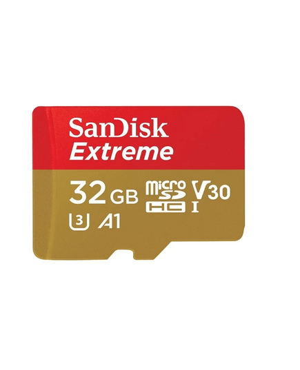 Карта памяти 32Gb SanDisk Extreme microSDHC Class 10 UHS-I U3 V30 + SD адаптер, Производитель: SanDisk, Версия: Extreme, Объём памяти: 32 Гб, Комплектация: карта + SD адаптер, изображение 2