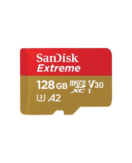 Карта памяти 128Gb SanDisk Extreme microSDXC Class 10 UHS-I U3 V30, Производитель: SanDisk, Версия: Extreme, Объём памяти: 128 Гб, Комплектация: карта + SD адаптер, изображение 2