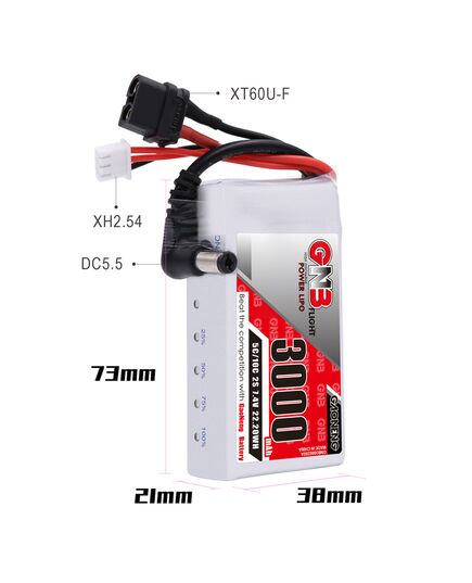 Аккумулятор GNB 3000мАч 2S 5C LiPo для очков Skyzone / Fatshark (XT60, DC5.5), изображение 3
