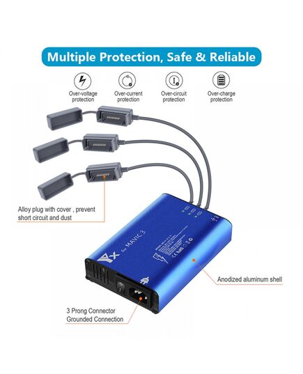 Зарядное устройство для 3 аккумуляторов DJI Mavic 3, пульта и мобильного устройства (YX), изображение 7