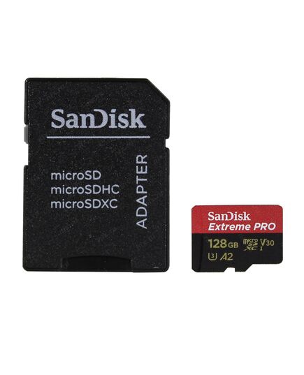 Карта памяти 128Gb SanDisk Extreme Pro microSDXC Class 10 UHS-I U3 V30 A2, Производитель: SanDisk, Версия: Extreme Pro, Объём памяти: 128 Гб, Комплектация: карта + SD адаптер