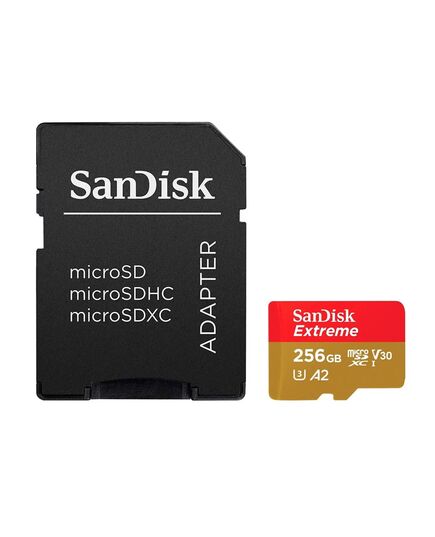 Карта памяти 256Gb SanDisk Extreme microSDXC Class 10 UHS-I U3 V30, Производитель: SanDisk, Версия: Extreme, Объём памяти: 256 Гб, Комплектация: карта + SD адаптер