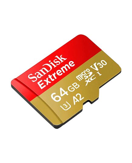 Карта памяти 64Gb SanDisk Extreme microSDXC Class 10 UHS-I U3 V30 A2 + SD адаптер, Производитель: SanDisk, Версия: Extreme, Объём памяти: 64 Гб, Комплектация: карта + SD адаптер, изображение 3