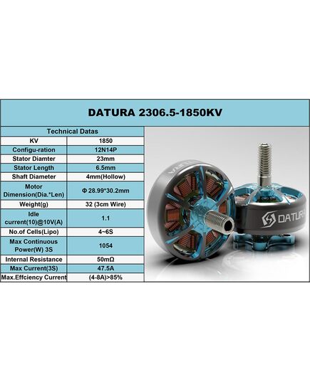 Мотор Foxeer Datura 2306.5-1850KV, изображение 4