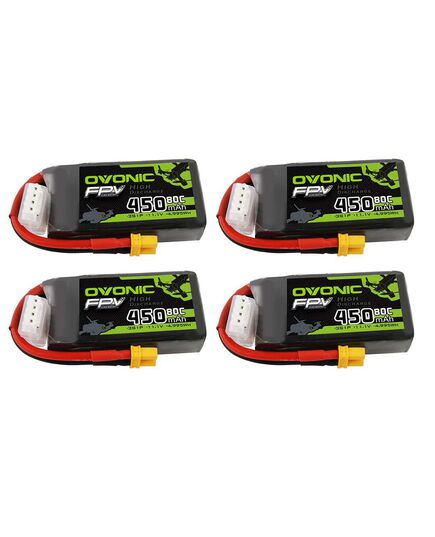 Аккумуляторы OVONIC 450мАч 80C 3S LiPo (XT30) (4 шт.)