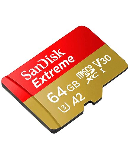 Карта памяти 64Gb SanDisk Extreme microSDXC Class 10 UHS-I U3 V30 A2 + SD адаптер, Производитель: SanDisk, Версия: Extreme, Объём памяти: 64 Гб, Комплектация: только карта, изображение 2