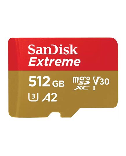 Карта памяти 512Gb SanDisk Extreme microSDXC Class 10 UHS-I U3 V30, Производитель: SanDisk, Версия: Extreme, Объём памяти: 512 Гб, Комплектация: только карта