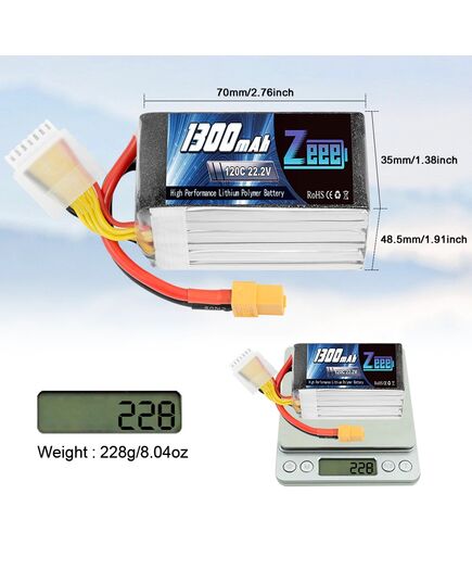 Аккумулятор Zeee 1300мАч 6S 120C LiPo (XT60), изображение 5
