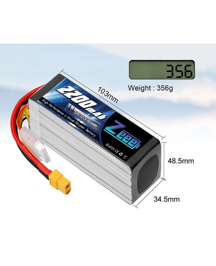 Аккумулятор Zeee 2200мАч 6S 120C LiPo (XT60), изображение 4