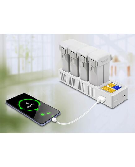 Хаб для зарядки 4-х аккумуляторов DJI Mini 3 / Mini 3 Pro / Mini 4 Pro (LCD дисплей) (YX), изображение 2