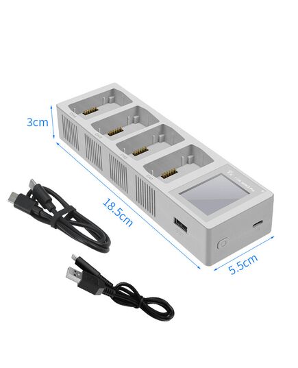 Хаб для зарядки 4-х аккумуляторов DJI Mini 3 / Mini 3 Pro / Mini 4 Pro (LCD дисплей) (YX), изображение 3