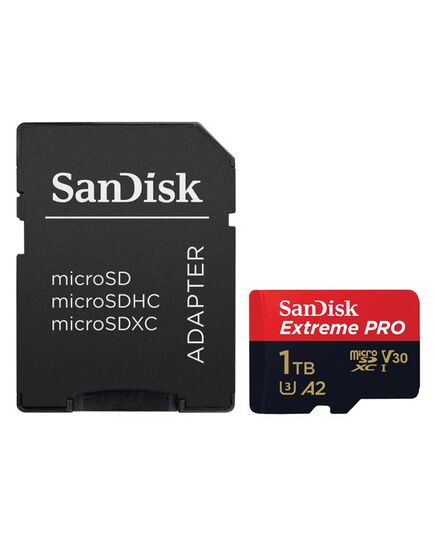 Карта памяти 1TB SanDisk Extreme Pro microSDXC Class 10 UHS-I U3 V30 A2 + SD адаптер, Производитель: SanDisk, Версия: Extreme Pro, Объём памяти: 1 Тб, Комплектация: карта + SD адаптер