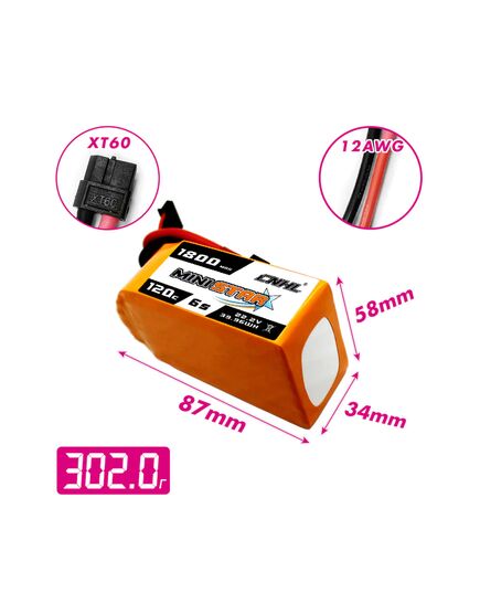 Аккумулятор CNHL Ministar 1800мАч 6S 120C LiPo (XT60), изображение 2