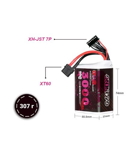 Аккумулятор GNB 3000мАч 6S1P 30A Li-ion (ячейки SONY/Murata 18650 VTC6) (XT60), изображение 4