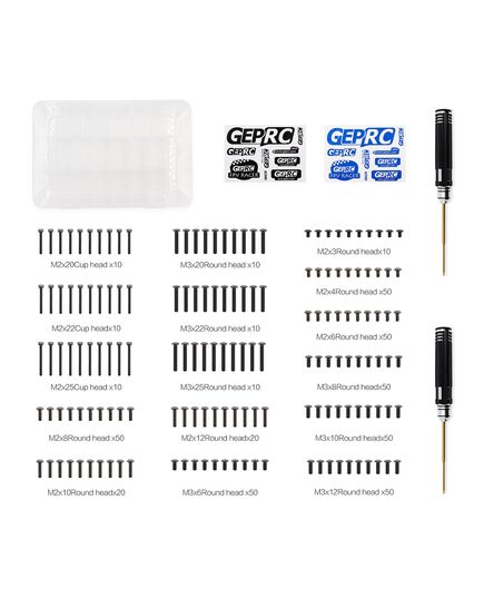 Универсальный набор винтов M2 и M3 с отвёртками (GEPRC), изображение 3