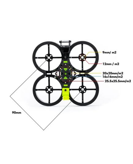 Рама квадрокоптера CineRace20 V1.2 Neon Led (Серый) (Flywoo), изображение 4