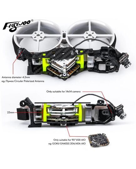 Рама квадрокоптера CineRace20 V1.2 Neon Led (Серый) (Flywoo), изображение 5
