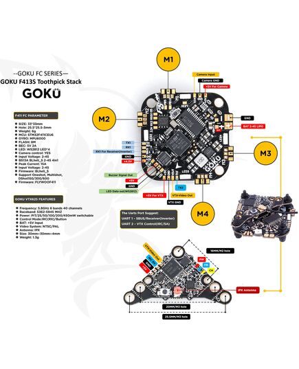 Полётный контроллер Flywoo GOKU GN413 13A AIO V2.1, изображение 4