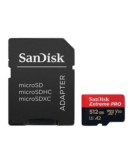 Карта памяти 512Gb SanDisk Extreme Pro microSDXC Class 10 UHS-I U3 V30 A2, Производитель: SanDisk, Версия: Extreme Pro, Объём памяти: 512 Гб, Комплектация: карта + SD адаптер