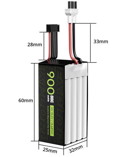 Аккумулятор Flywoo Explorer 900мАч 4S 80C LiHV (XT30), изображение 3