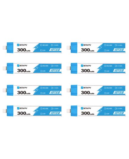 Аккумуляторы BETAFPV 300мАч 1S 30C LiHV (BT2.0), Комплектация: 8 шт.