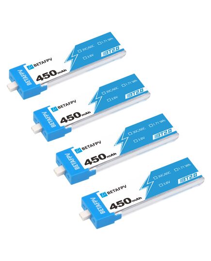Аккумуляторы BETAFPV 450мАч 1S 30C LiHV (BT2.0), Комплектация: 4 шт.